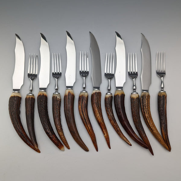 英國復古鹿角柄晚餐餐具 6 對套裝 RF MOSLEY